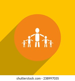 kids silhouette family on an orange background with shadow, vector, EPS 10
