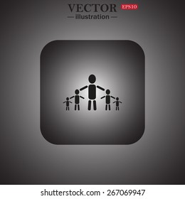 kids silhouette family, web icon. vector design