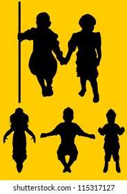 Kids silhouette, vector illustration