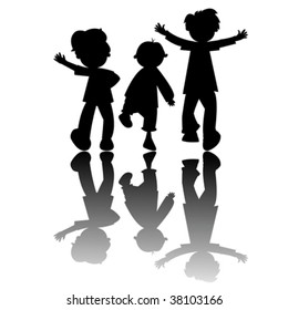 kids silhouettes isolated on white background, vector art illustration; more drawings and silhouettes in my gallery