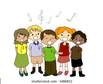 Kids Singing - Vector