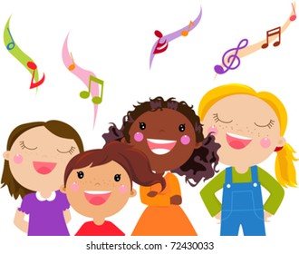 Kids Singing - Vector
