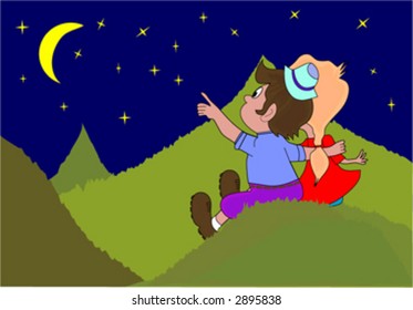 kids sitting on the hill