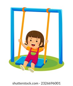 niños sentados en un columpio en ilustración vectorial
