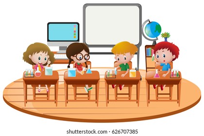 Pupils Teacher Classroom School Pedagogue Teach Stock Vector (royalty 