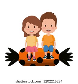 kids sitting in sweet candy