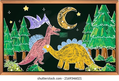 Kids sketch colored in hand drawn style illustration