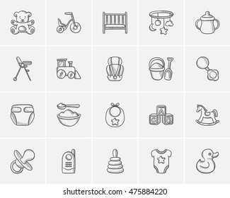 Icono de boceto infantil para web, móvil e infografía. Juego de iconos de dibujados a mano. Juego de iconos vectoriales para niños. Icono de niños aislados en fondo blanco.