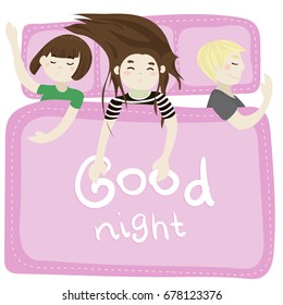 The kids sleep in the bedroom, vector illustration