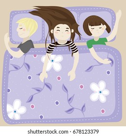 The kids sleep in the bedroom, vector illustration