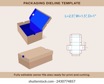 Kids Sneaker Shoe box Mini size 2.5x 1.5x1 Inch Die line Template | One piece corrugated shoebox die line template