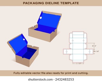 Caja de zapatos para niños Tamaño pequeño 3.5x 1.6x2 Inch Die line Template | Plantilla de línea de troquel de caja de zapatos acanalada de una pieza