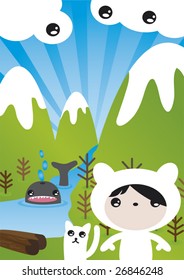 Kids snow mountain playground