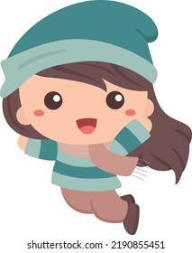 Kids and Snowman Theme Illustration Vector