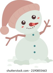 Kids and Snowman Theme Illustration Vector