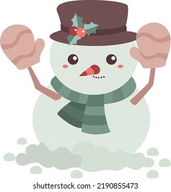 Kids and Snowman Theme Illustration Vector