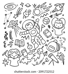 kid's space scribble doodle isolated on white