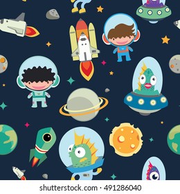 Kids space seamless pattern.
