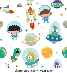 Kids space seamless pattern.