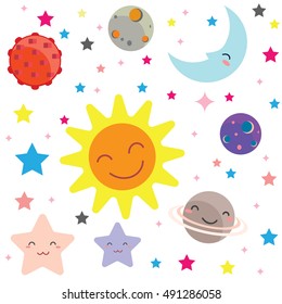 Kids space seamless pattern.