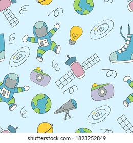 Kids space vector repeat pattern.