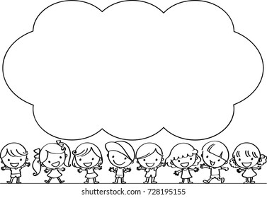 kids with speech bubble border