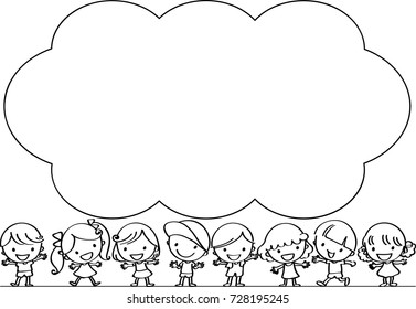kids with speech bubble border