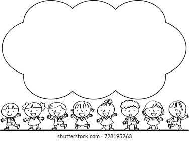 kids with speech bubble border