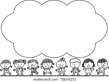 kids with speech bubble border