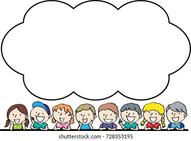 kids with speech bubble border