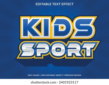 kids sport editable text effect template use for business brand and logo