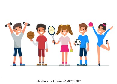 
Kids  sport. Flat style vector illustration isolated on white background.