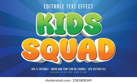 kids squad editable text effect,kids squad editable 3d text