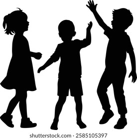 Kids standing playing children silhouette vector illustration design isolated on white background