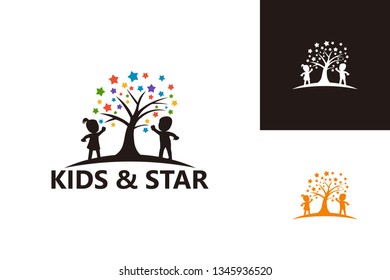 Kids and Star Logo Template Design Vector, Emblem, Design Concept, Creative Symbol, Icon