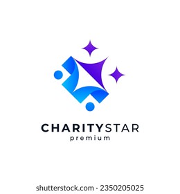 kids and stars for orphanage, social and educational center logo design