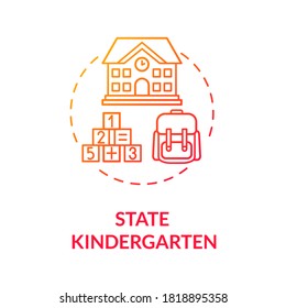 Kids state kindergarten concept icon. Toddlers public preschool. Childcare, Parenthood. Early childhood education idea thin line illustration. Vector isolated outline RGB color drawing