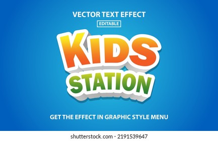 Vorlage für bearbeitbaren Text-Effekt von Kids Station 3D