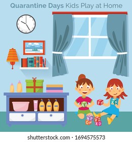 Kids Stay Home covid19 banner design