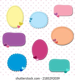 Kids Sticker Frame Label With Hearts