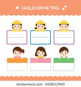 kids sticker name tag set