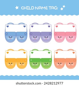 kids sticker name tag set