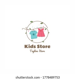 kids store clothing hanging from the branch logo vector