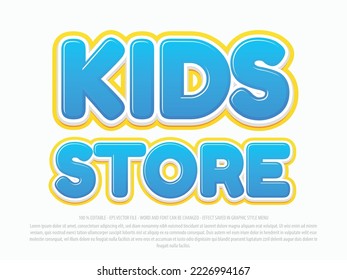 Kids store editable text effect template with 3d style use for logo and business brand