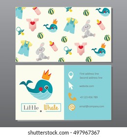 Kids Store, Newborn Clothes, Baby Shop, Toys Shop Or Kindergarten Business Card Template. 