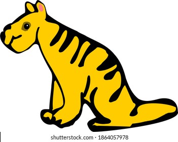 Kids Story Illustration Of An Yellow Tiger Isolated Animal Vector