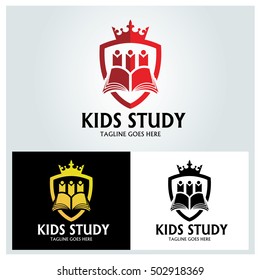 Kids Study logo design template ,Education logo design concept ,Vector illustration