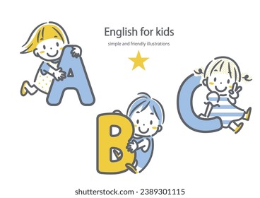 niños estudiando inglés, divertido, simple y lindo ilustración