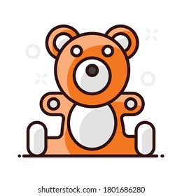 Niños juguetes rellenos, ícono plano del diseño vectorial de oso de peluche 