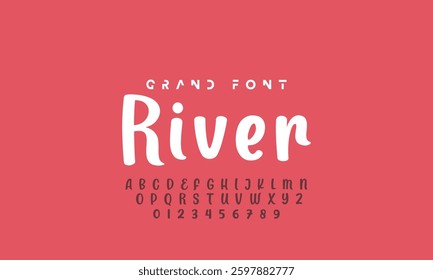 Kids style colorful font design, playful childish alphabet, letters and numbers